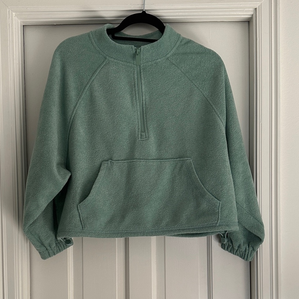 Old Navy Women's Sage Green Half-Zip Sweater